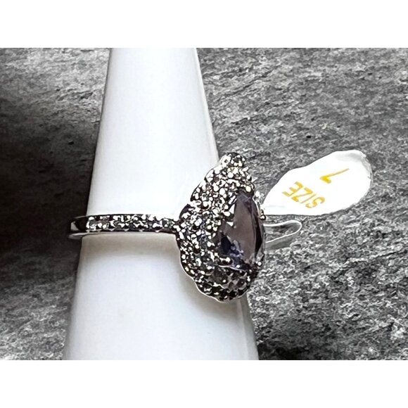 Ring Bomb Party Ring, NWOT, Size 7, plum color stone, silver color band - Picture 5 of 5